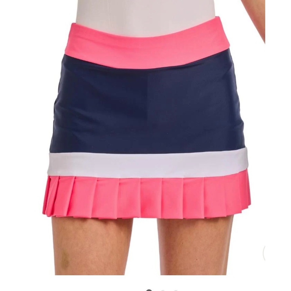 Tzu Tzu Darby Navy Punch White Pleated Golf Tennis Skort Womens Size XL‎